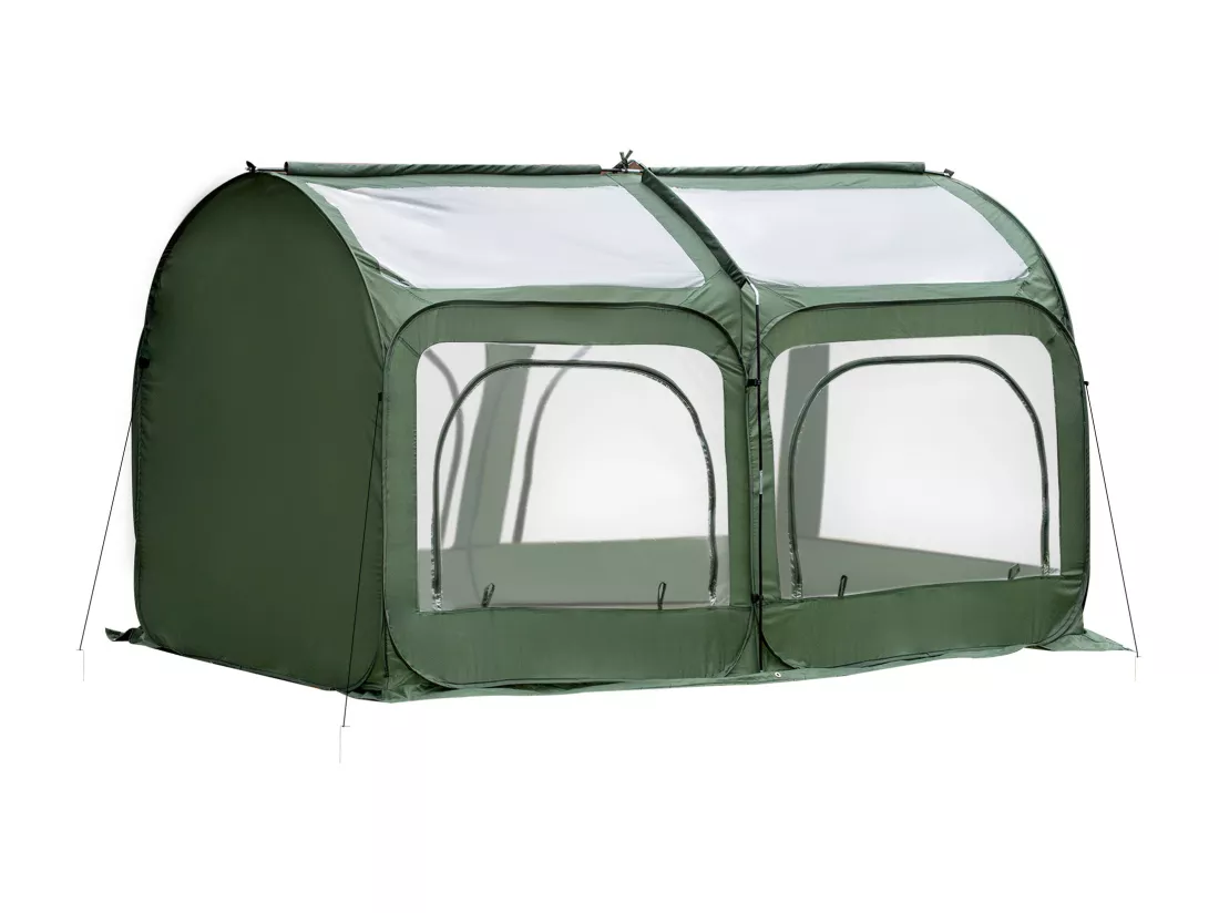 Serre pop-up - serre de jardin pop-up - 4 portes zippées enroulables - dim. 2,5L x 1,25l x 1,35H m - sac transport inclus - PVC vert