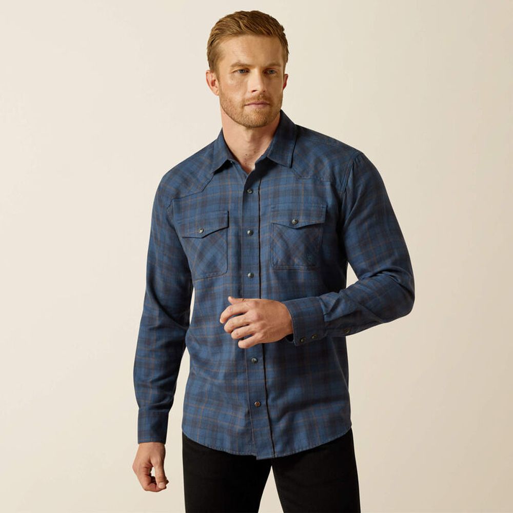 Ariat mens Holland Retro Fit Western Shirt Navy