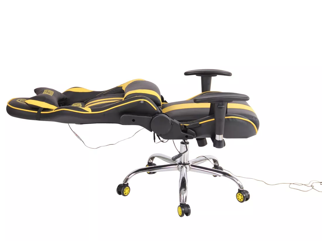 Chaise de bureau - Similicuir & Métal chromé - Noir / Jaune - Limit XM
