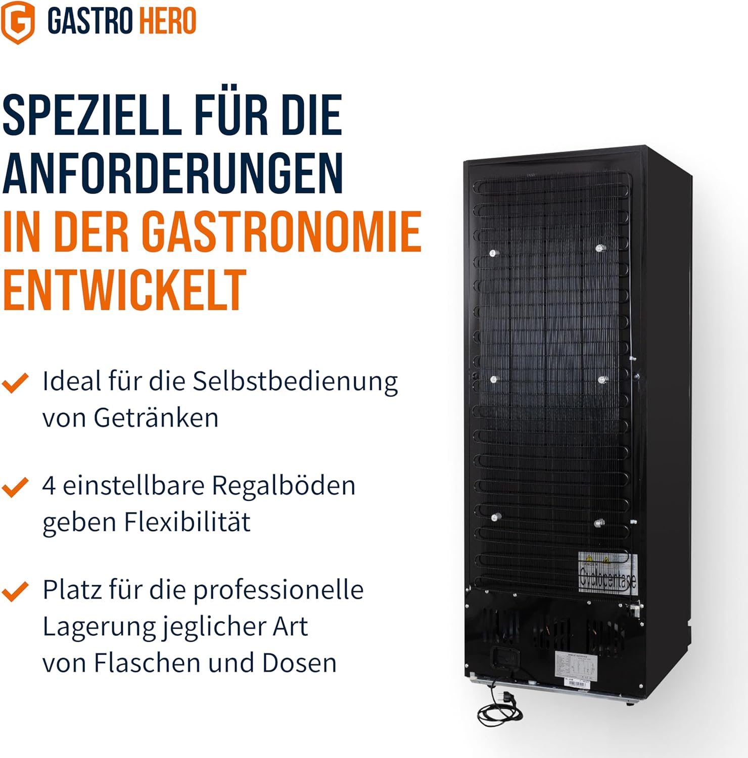 Getränkekühlschrank GK-360BB | 360 L | Flaschenkühlschrank mit Glastür & LED | abschließbar | Bierkühlschrank | Kühlschrank für Gastronomie