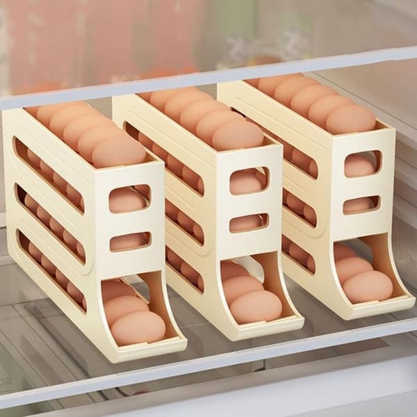 4 Levels Eggbeholder for kjøleskap, eggedispenser, eggholder, eggoppbevaring for 30 egg,
