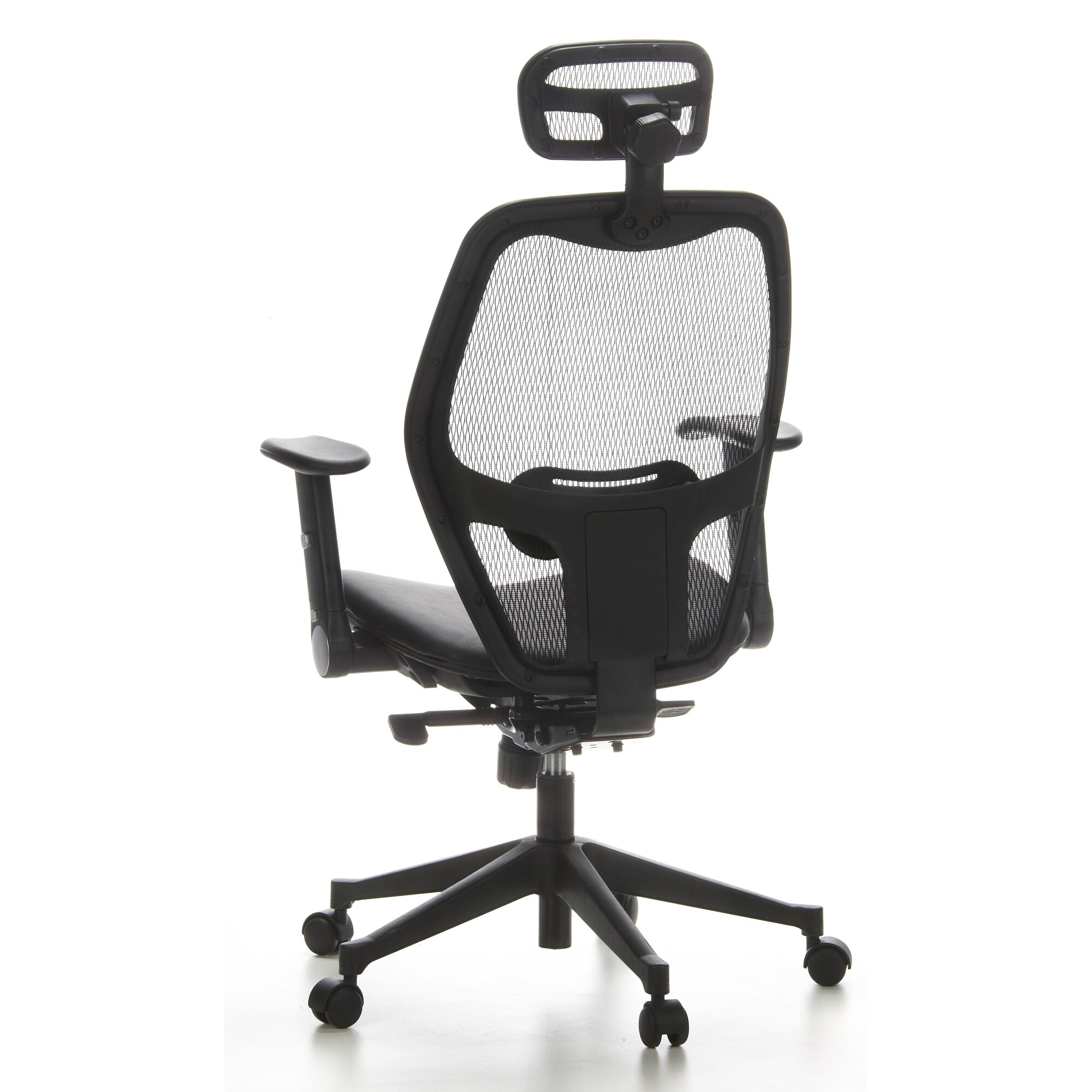 Profi Bürostuhl AIR-PORT Netzstoff/Leder mit abklappbaren Armlehnen hjh OFFICE