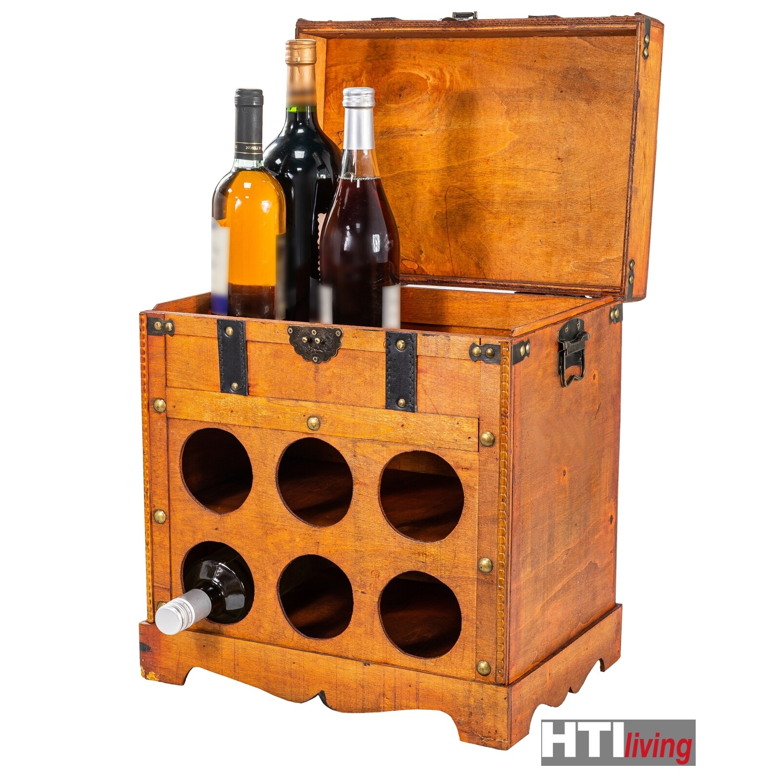 HTI-Living Weinbar rustikal für 6 Flaschen Alistair Rotbraun