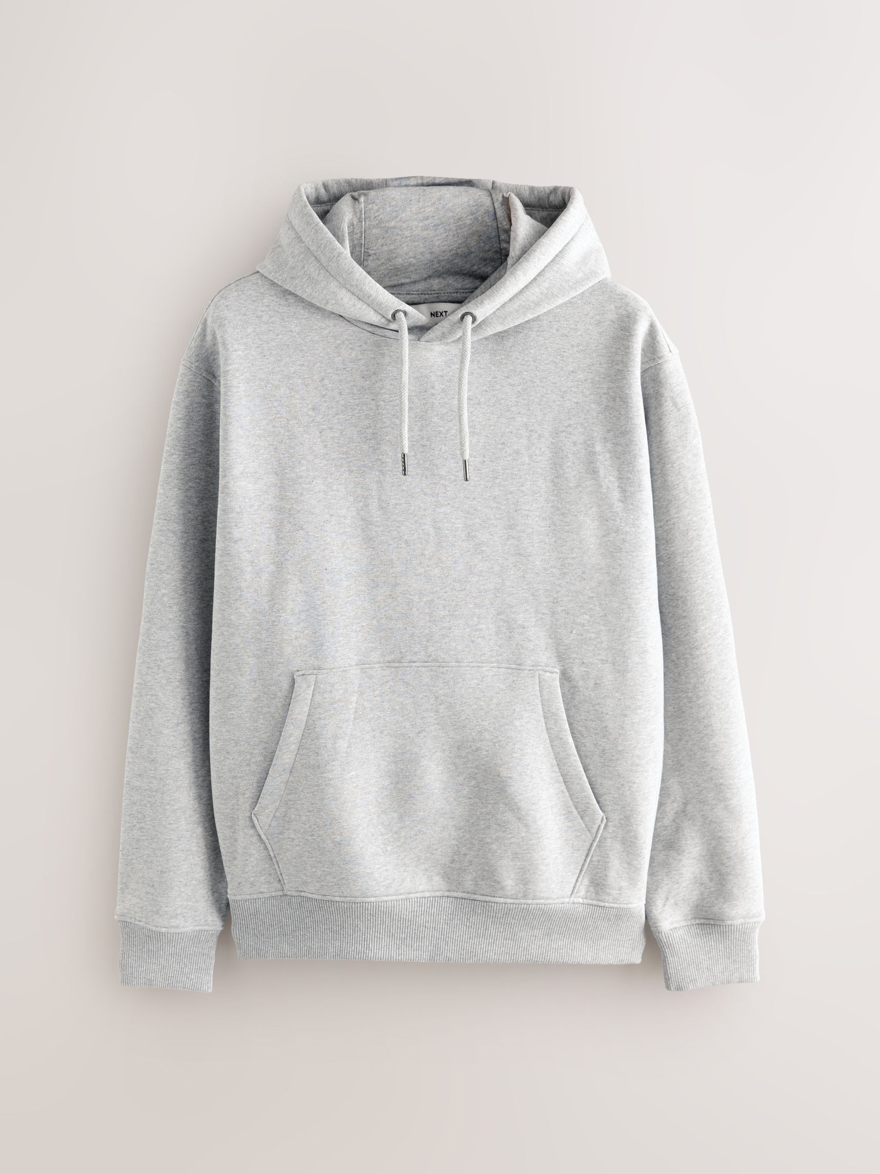 Grijs gemêleerd - Normale Pasvorm - Zwaargewicht Cotton Rich Jersey Hoodie