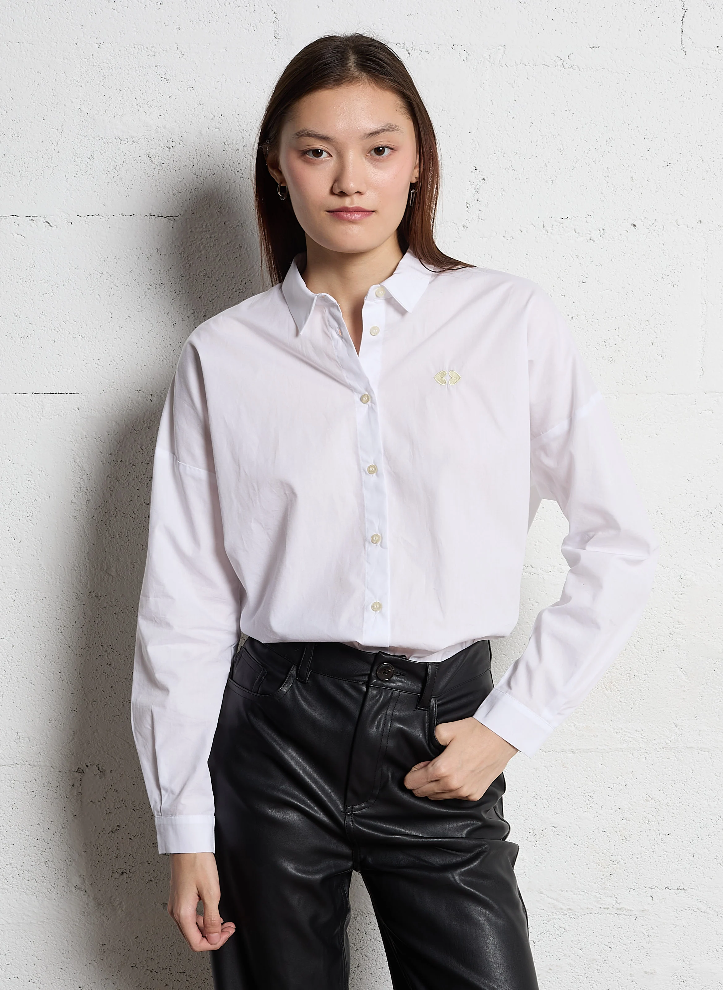 Chemise col classique en coton | Blanc