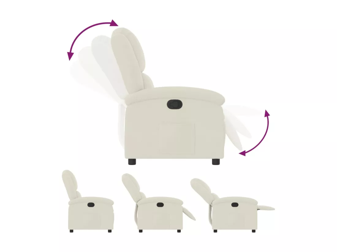 Fauteuil inclinable Crème Velours