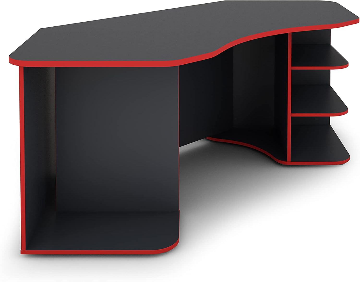 byLIVING Schreibtisch THANATOS/Gaming-Tisch in Anthrazit mit Kanten in rot/Eck-Scheibtisch mit viel Stauraum und XXL Tischplatte/Computer-Tischr/PC/Arbeits-Tisch / 198x76x85cm (BxHxT)