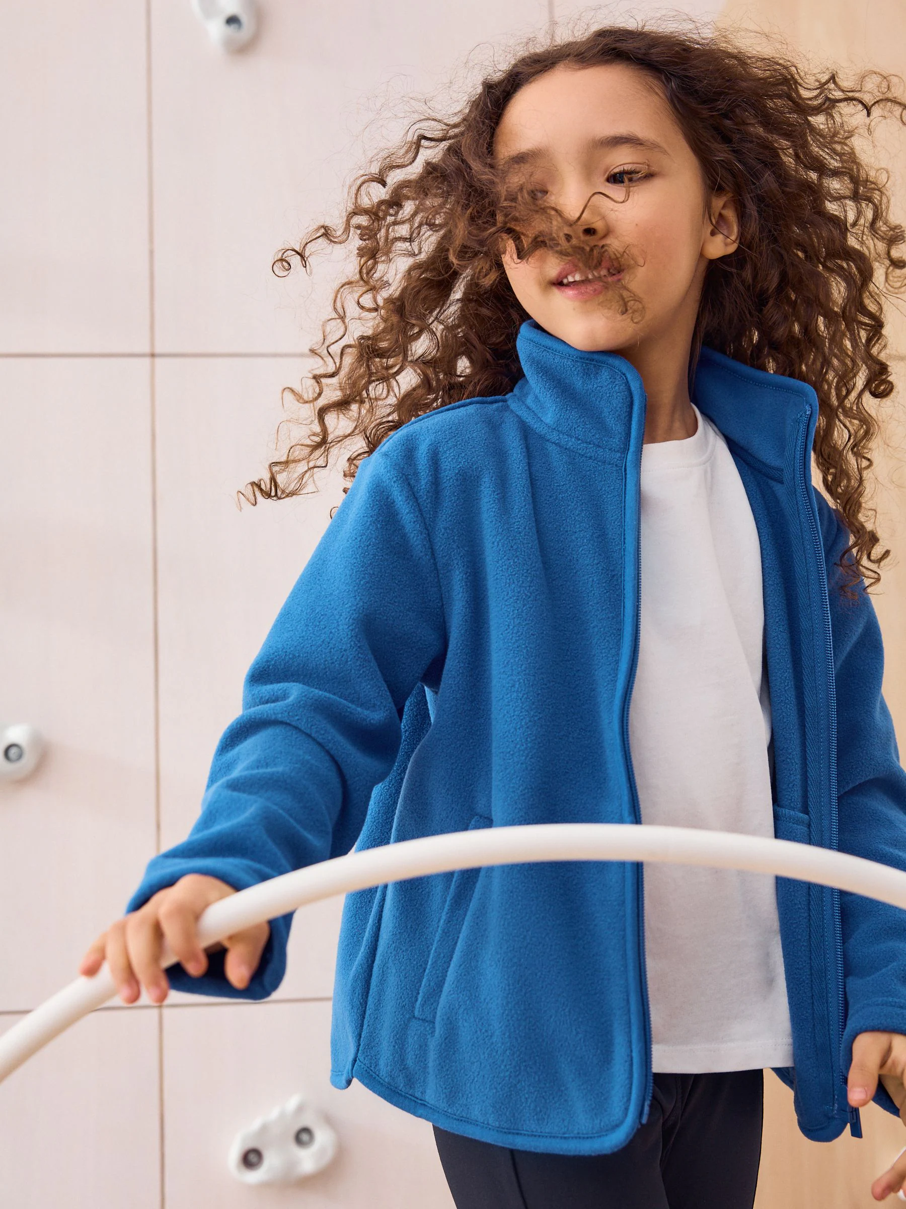 Blauw - Fleece jack met rits en zakken (3-16 jr)