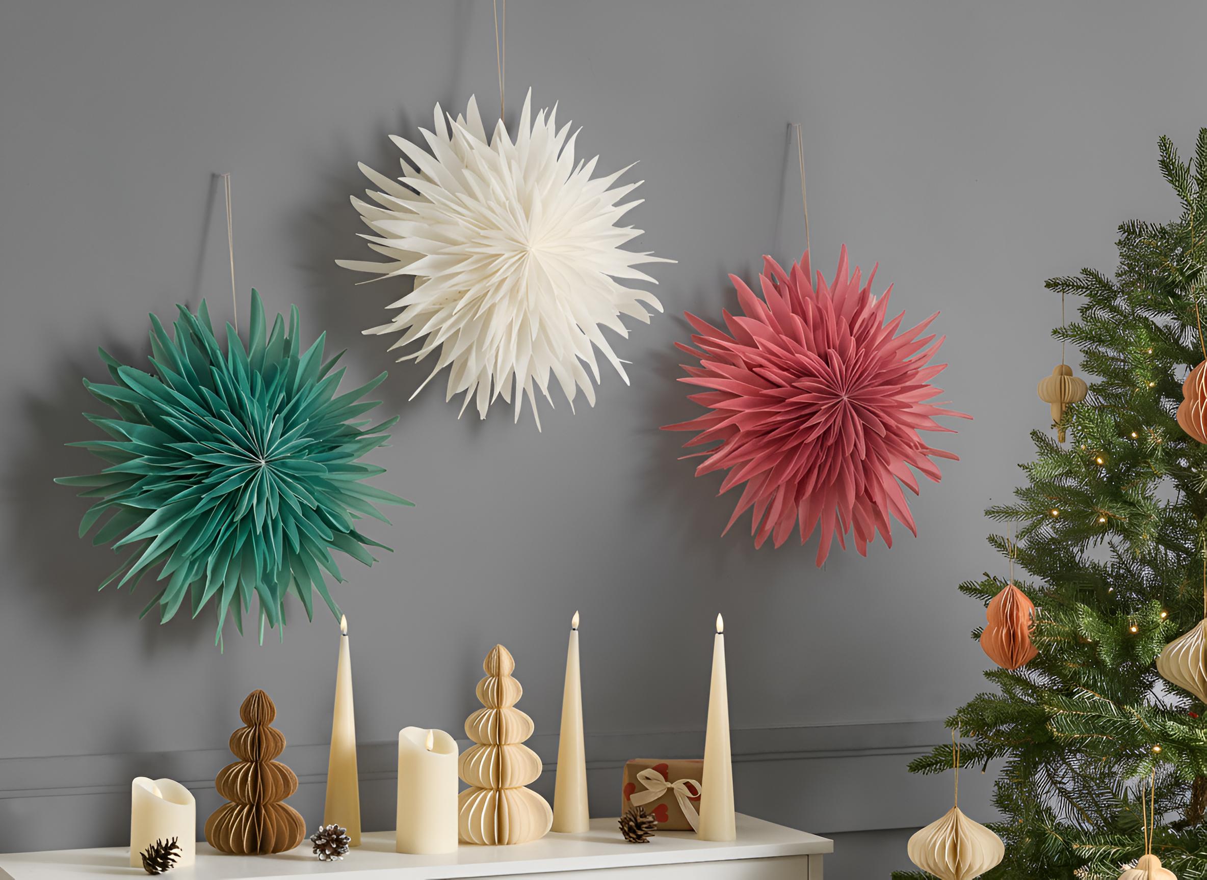 Set van 3 hangende decoraties LED GROVLAN Ster 41 cm Meerkleurig