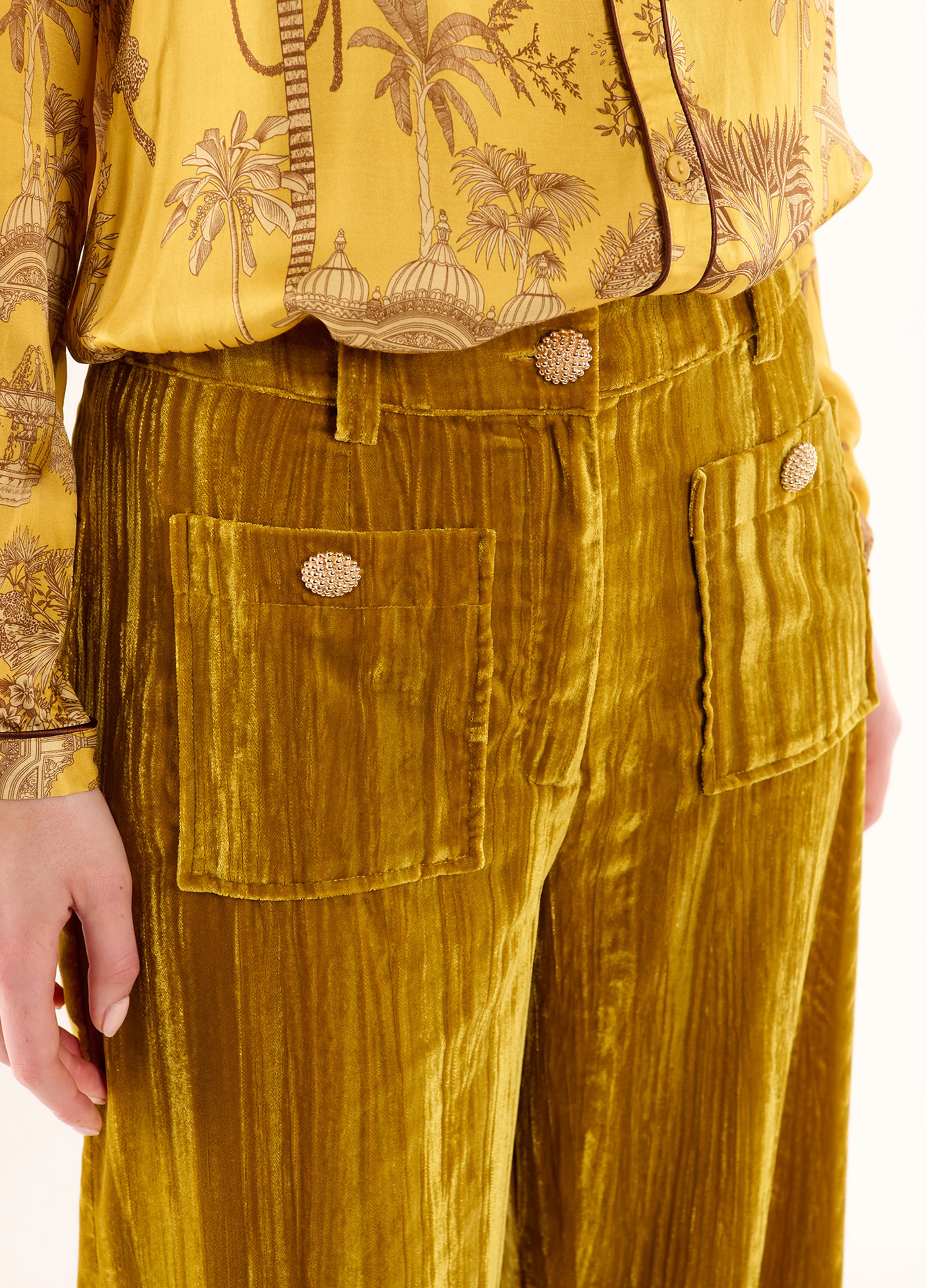 KOFFI - Pantalon large effet velours | Marron