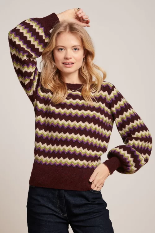 King Louie Gladys bell sleeve sweater in porto rood