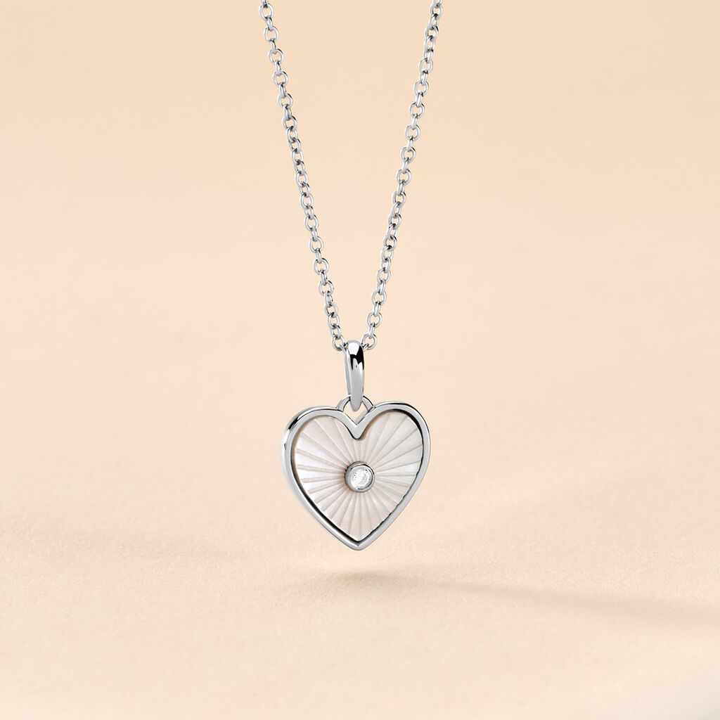 Collier Erina Argent Blanc Nacre Oxyde De Zirconium