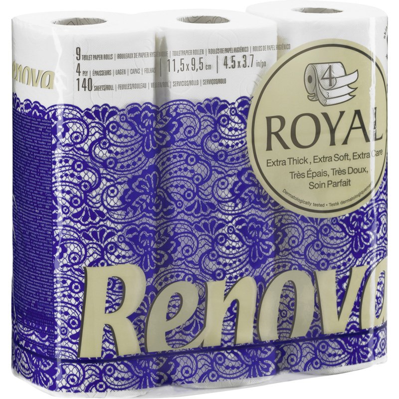 Papier toilette quadruple épaisseur Renova Royal  - 63 rouleaux de 140 feuilles