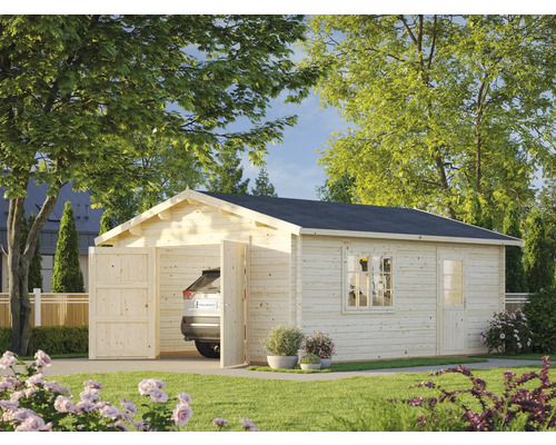Enkele garage Palmako Roger 23,9 m² met houten deur 450 x 550 cm natuurlijk