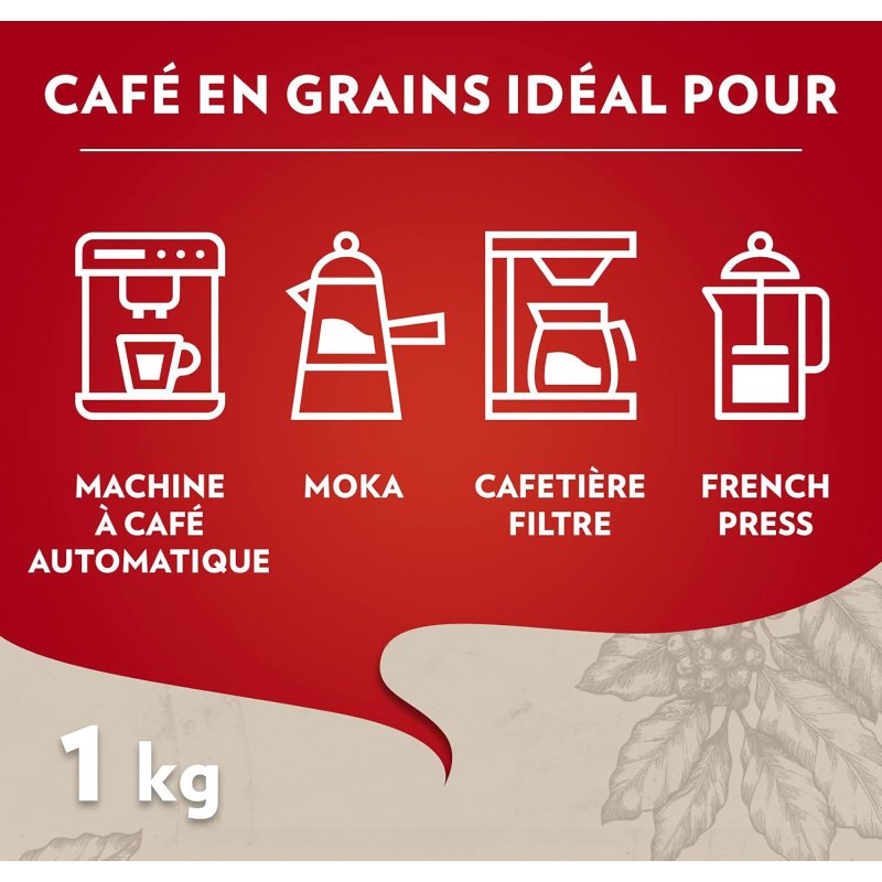 Café en grains Lavazza Qualita Rossa - paquet de 1 kg