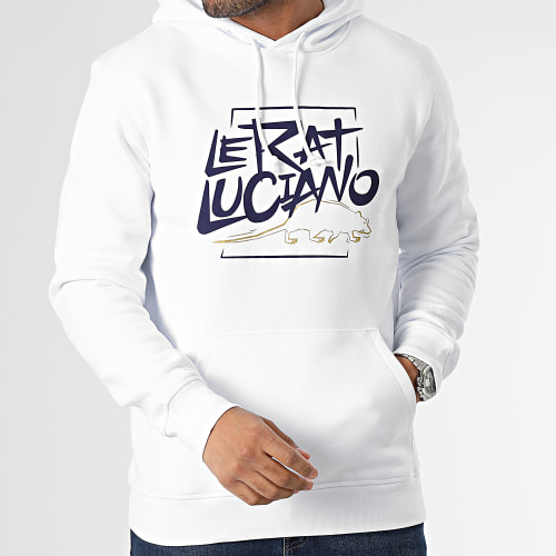 Sweat Capuche Logo Blanc Bleu Marine Or