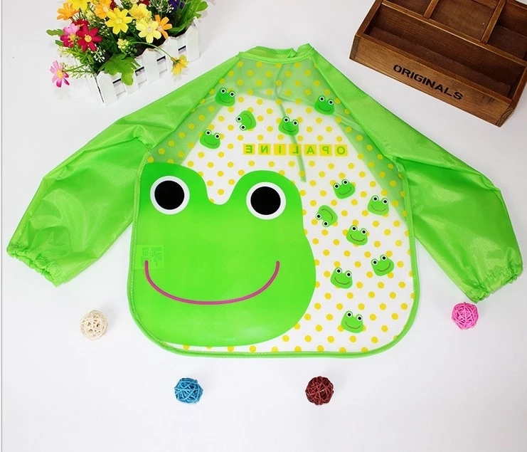 (3er Set) Kinder Lätzchen mit langen Ärmeln (One Size) - Blau / Grün / Gelb