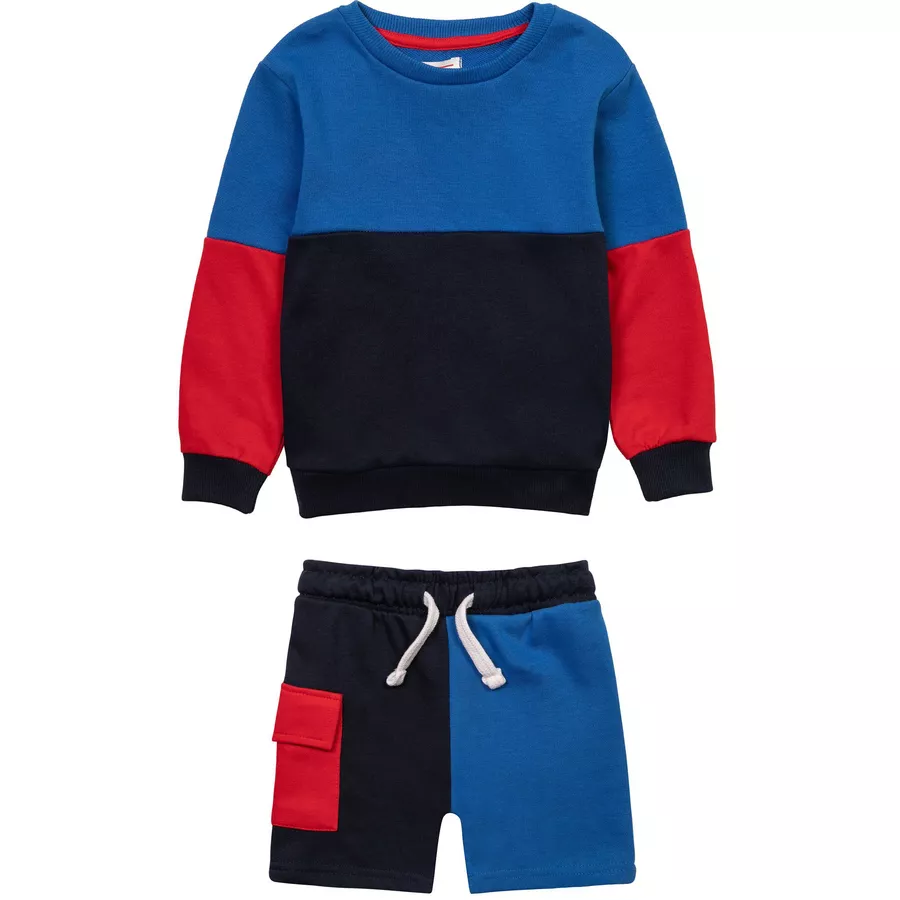 MINOTI Sweatshirt und Shorts im Set BlauSchwarz