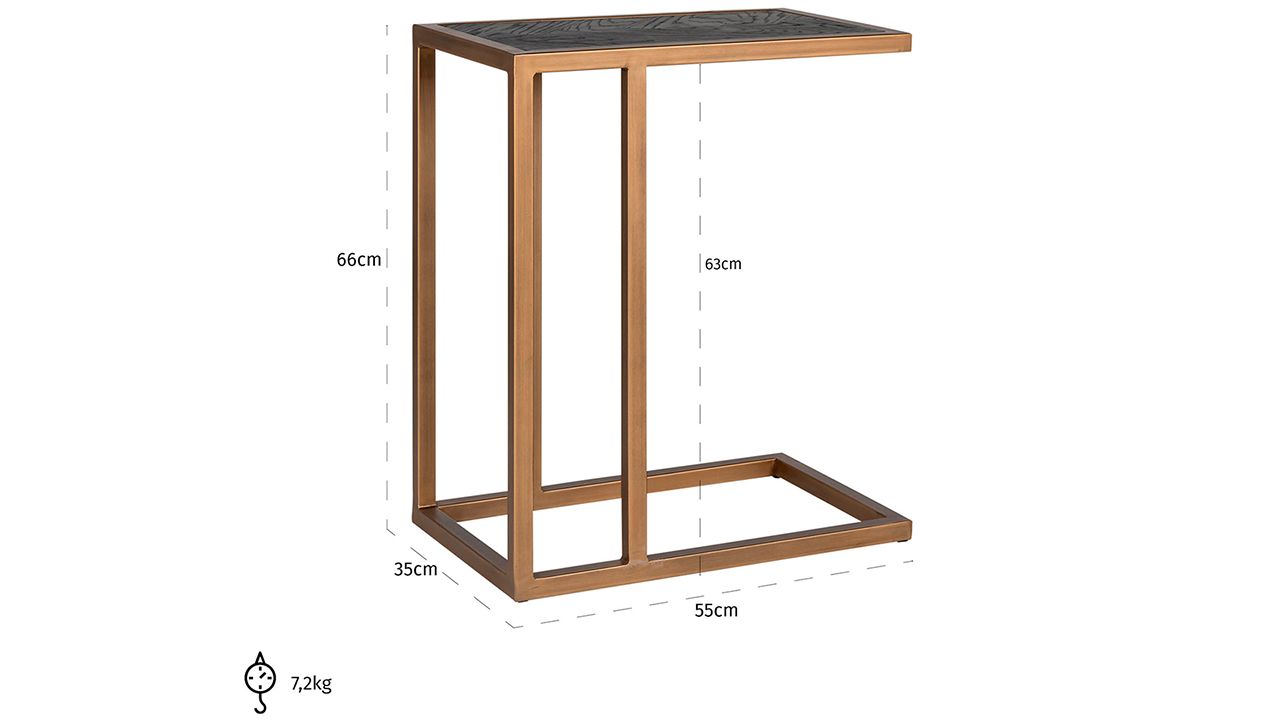 Sofa Tafel 210696 Blackbone Brass B55 x D35 x H66 cm
