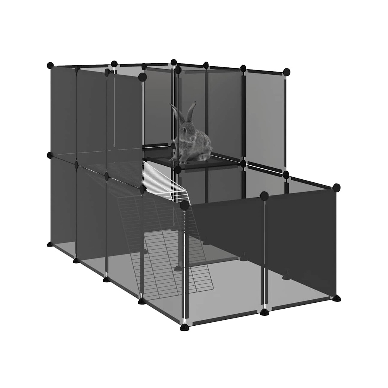 VidaXL Kleintierkäfig PP Stahl Freigehege Transparent/Schwarz schwarz 1,42 m, 74 cm, 93 cm