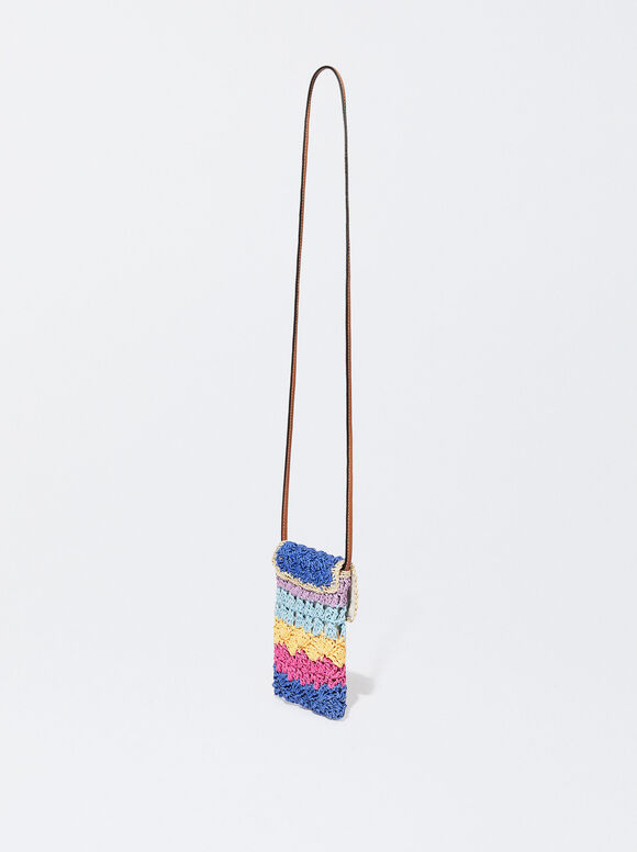 Bolsa de palha para celular - Fúcsia