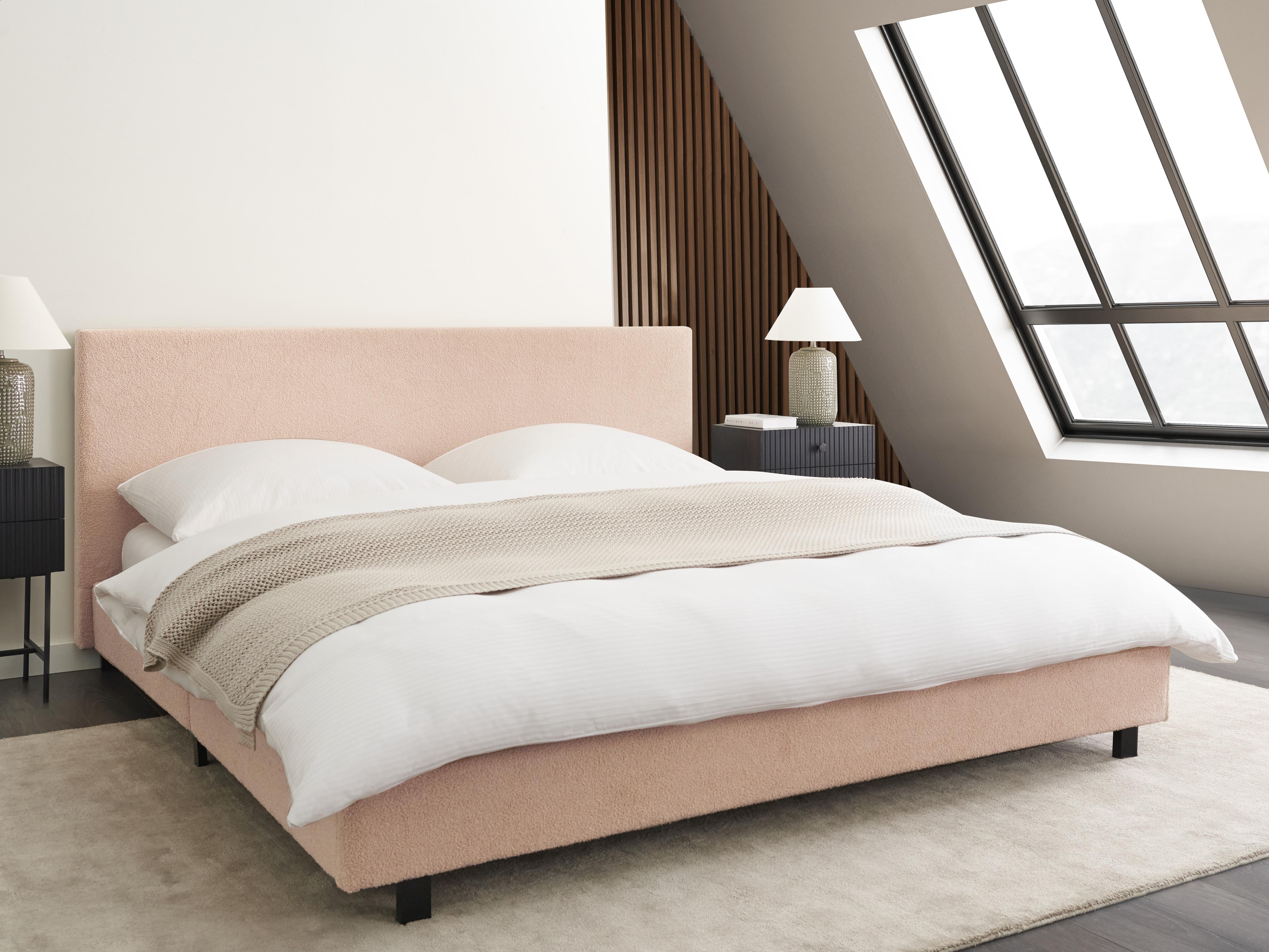 Bed Bouclé ALBI 180 x 200 cm Beige