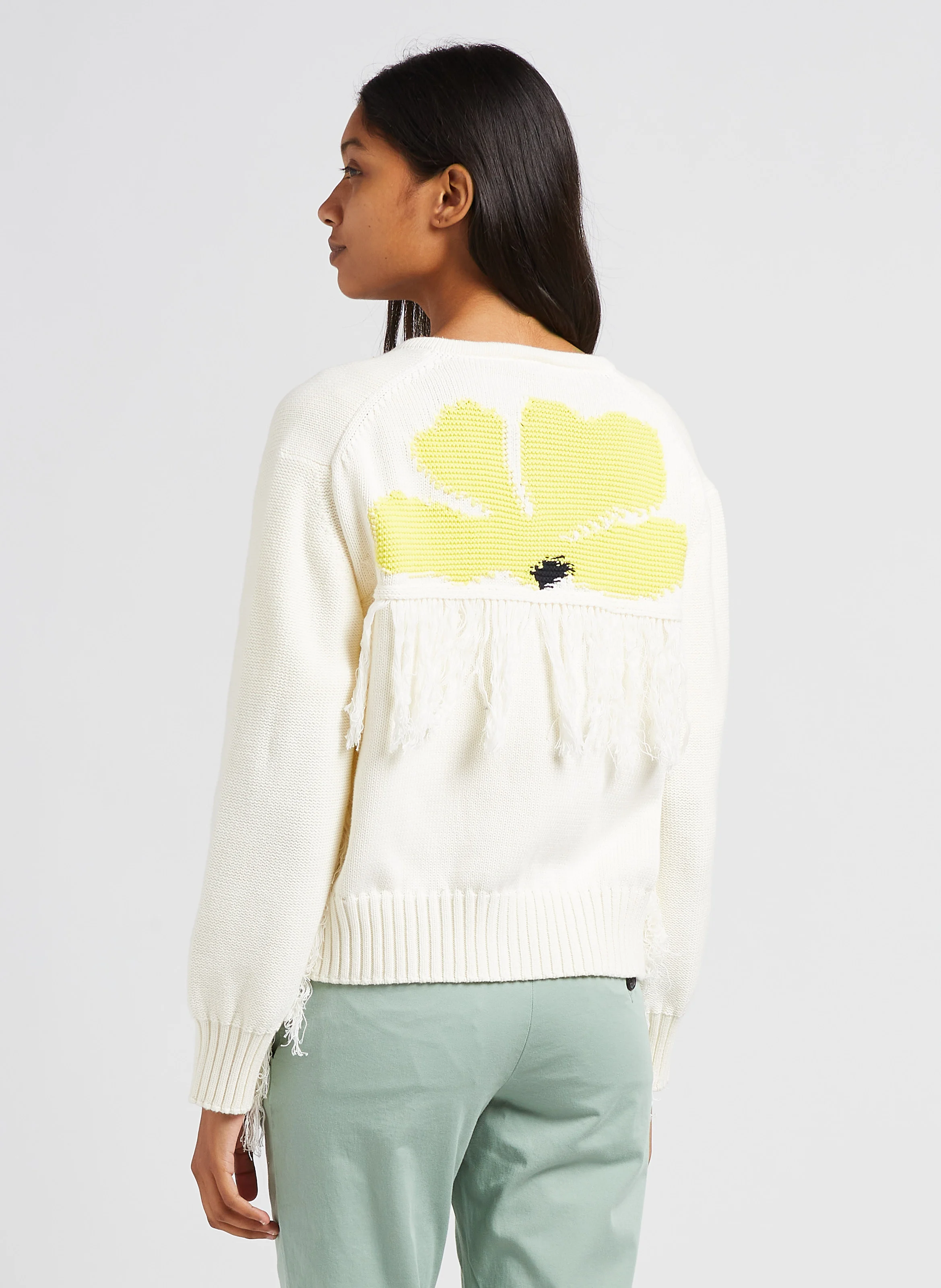 Gilet court à franges | Blanc