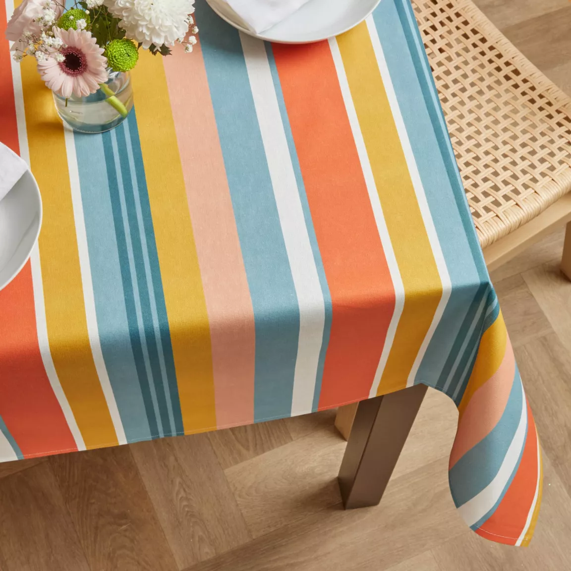 Nappe rectangulaire coton enduit (150 x 350 cm) Mandarine Multicolore