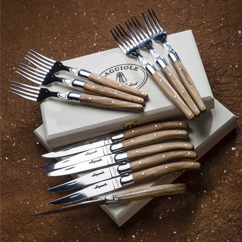 Coffret 6 couteaux laguiole bois olivier Jean Dubost