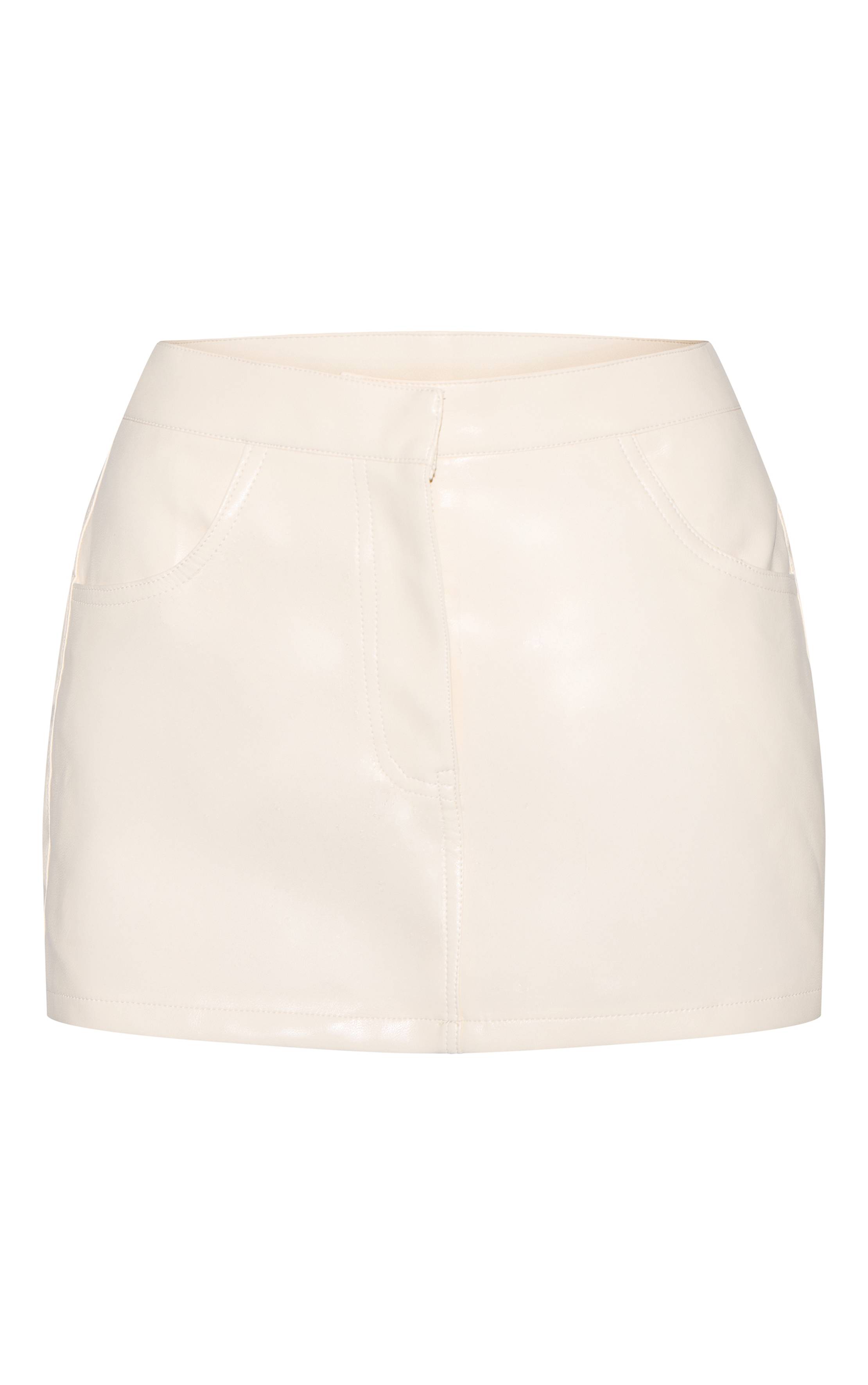 Crème Mini Jupe Taille Mi-haute En Synthétiquecuir