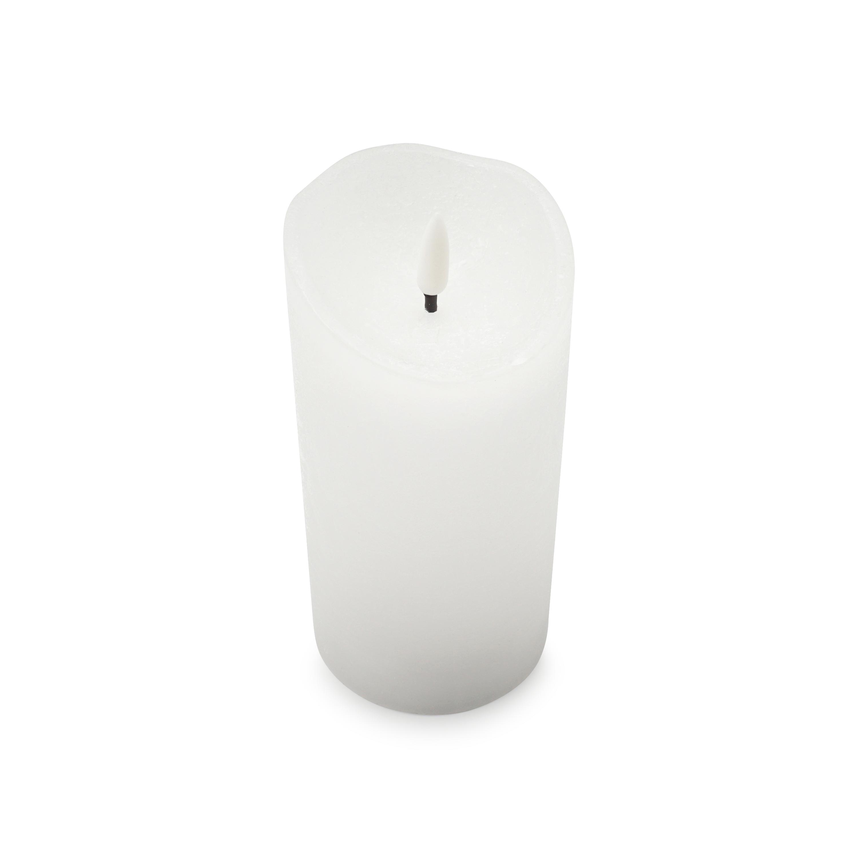 (15cm) Echtwachs LED Pillar Kerze Home Deko Stimmungsleuchte Flamme Rustic (12.061-15) - Weiss