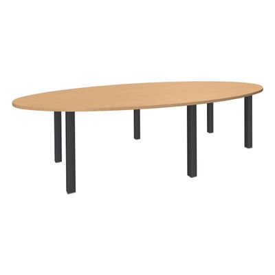 Table de réunion ovale - L280 cm - pieds exprim carbone - Plateau imitation hêtre