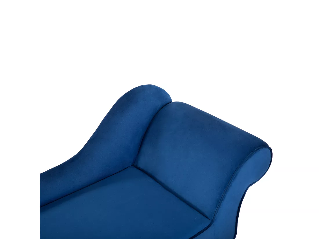 Mini chaise longue en velours bleu côté droit BIARRITZ
