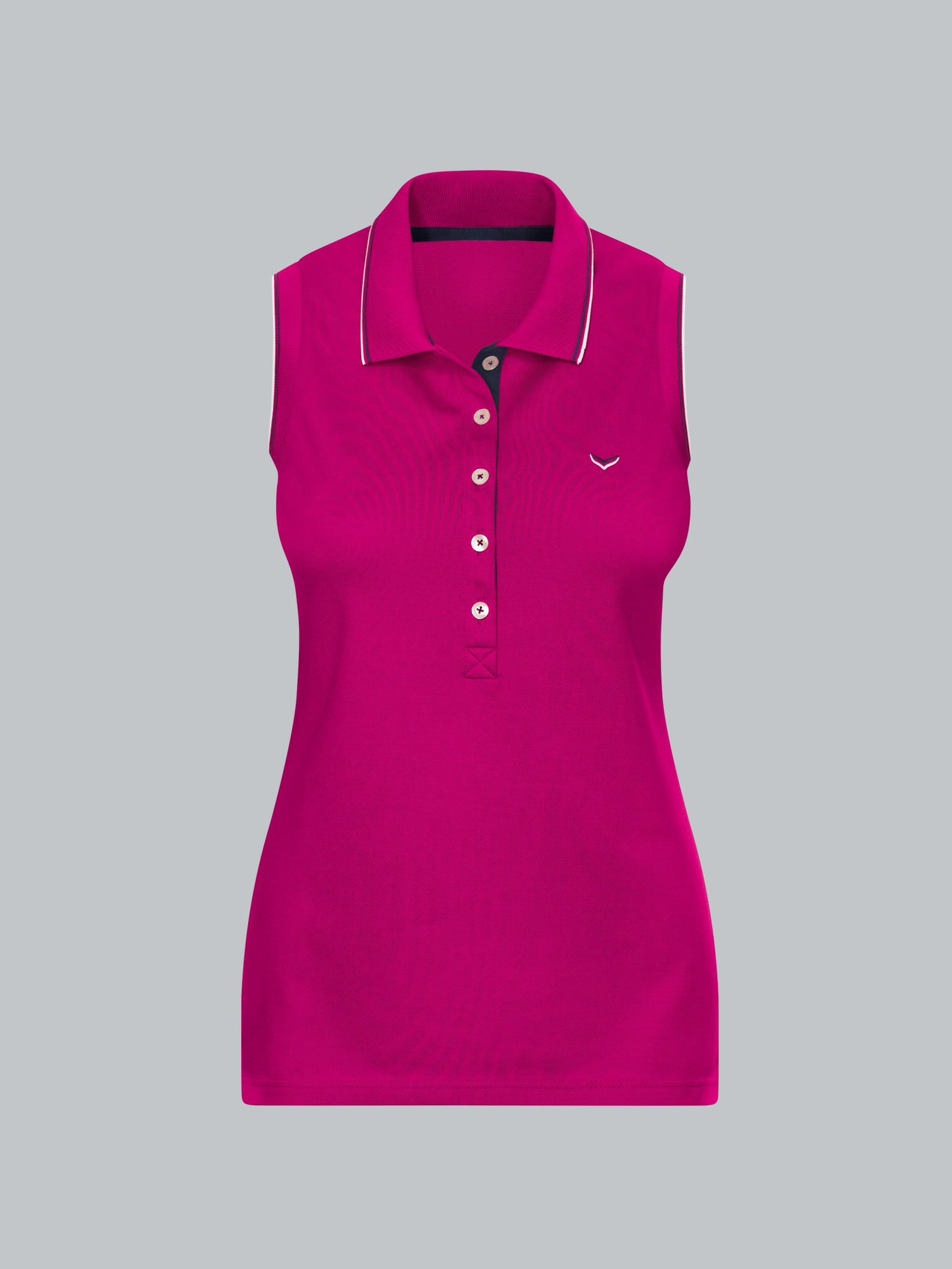 Ärmelloses Poloshirt mit kontrastfarbigen AkzentenMagenta