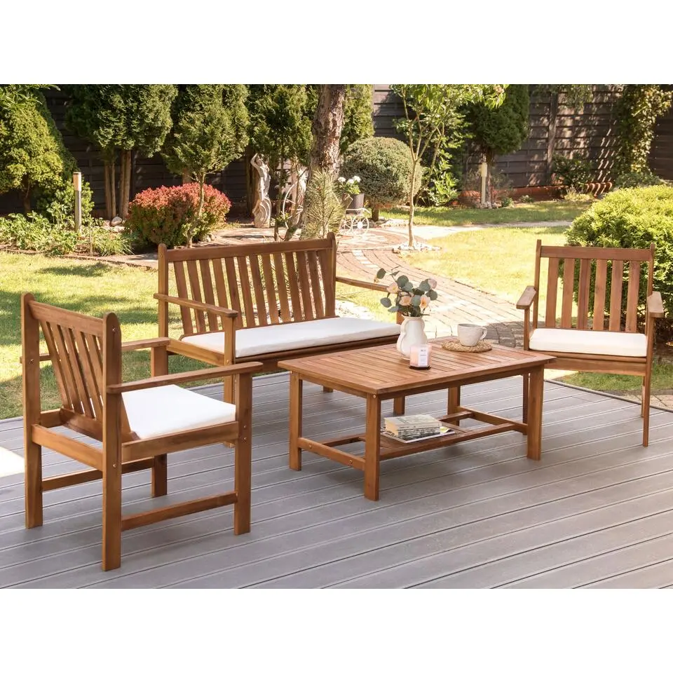 ALTIDONA - Loungeset - Lichthout/Wit - Acaciahout