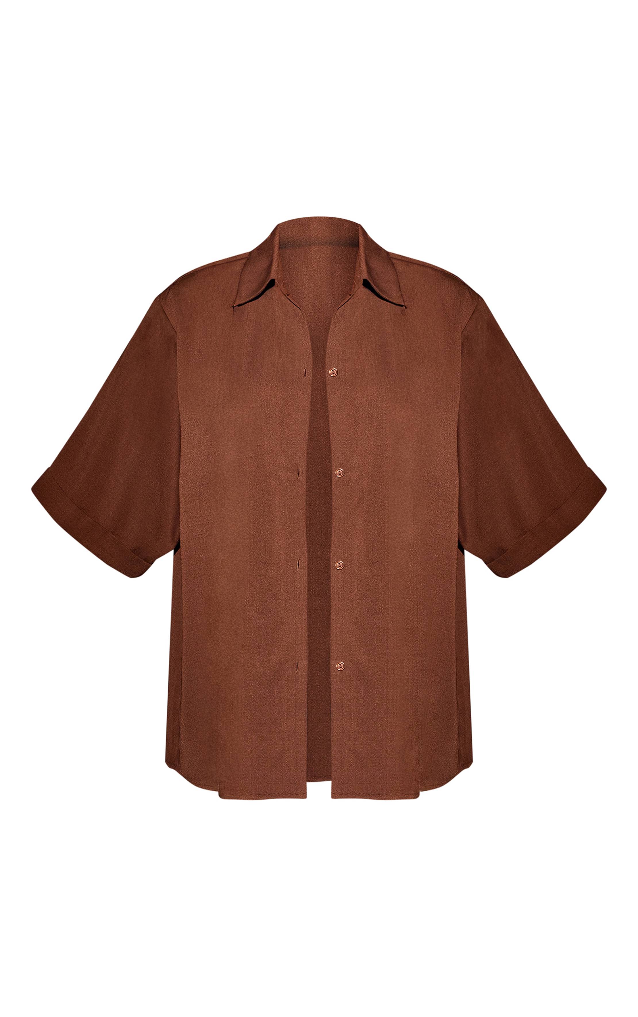 Espresso Chemise De Plage À Épaules Tombantes Aspect Lin