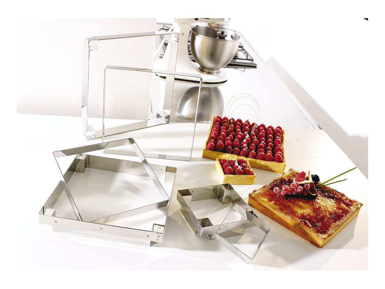Carré inox à tarte - ht 2 cm - 15 x 15 cm - Matfer