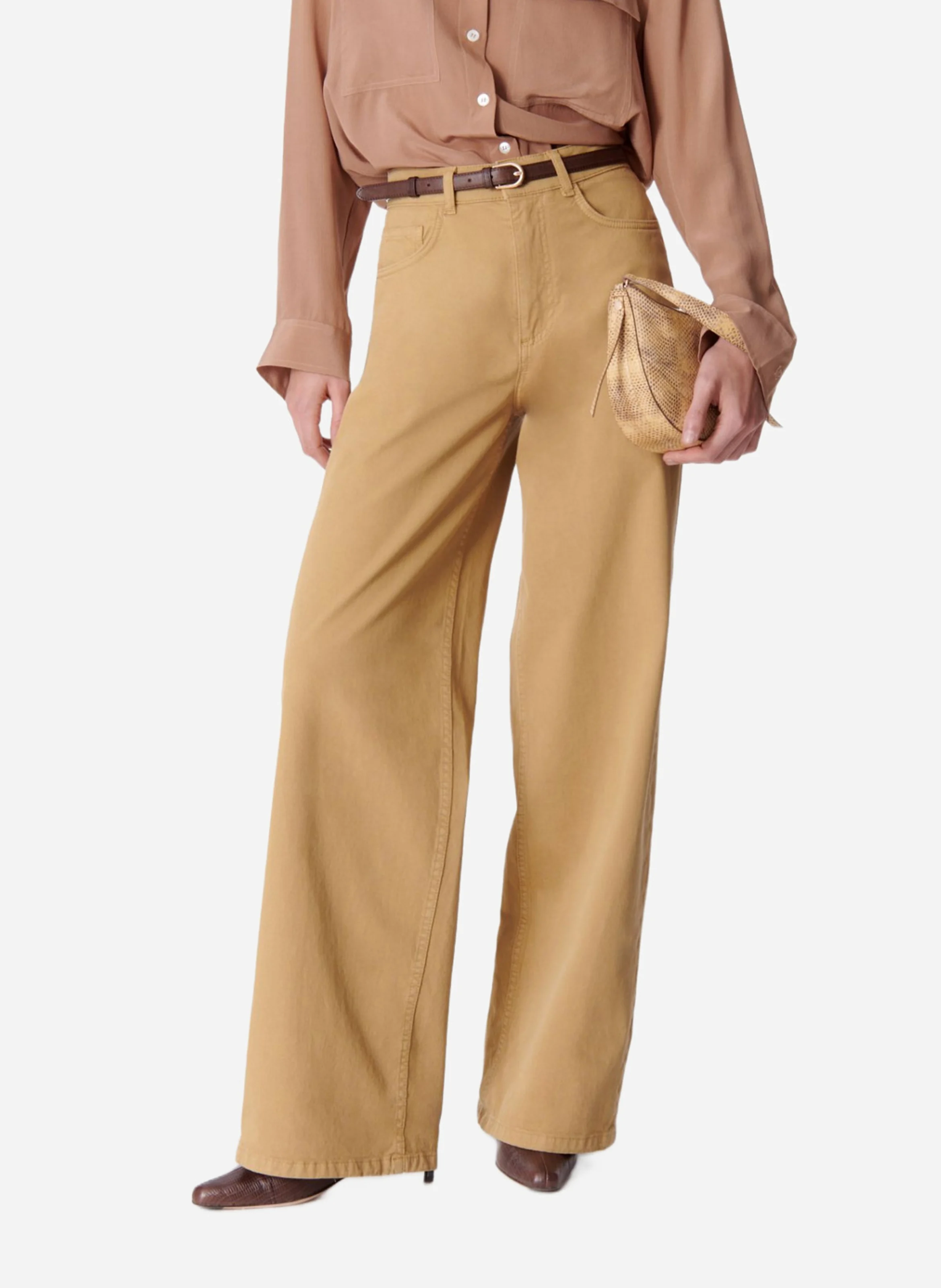 BILBAO - Jean droit taille haute| Beige