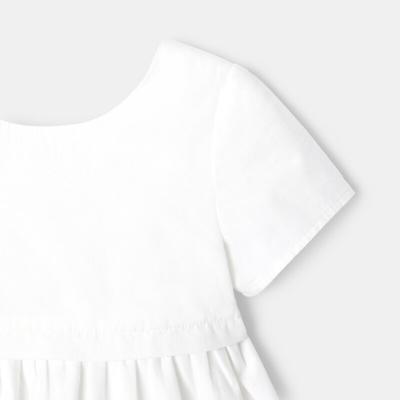 Robe à manches courtes et bloomer en coton bio blanche naissance Absorba Blanc