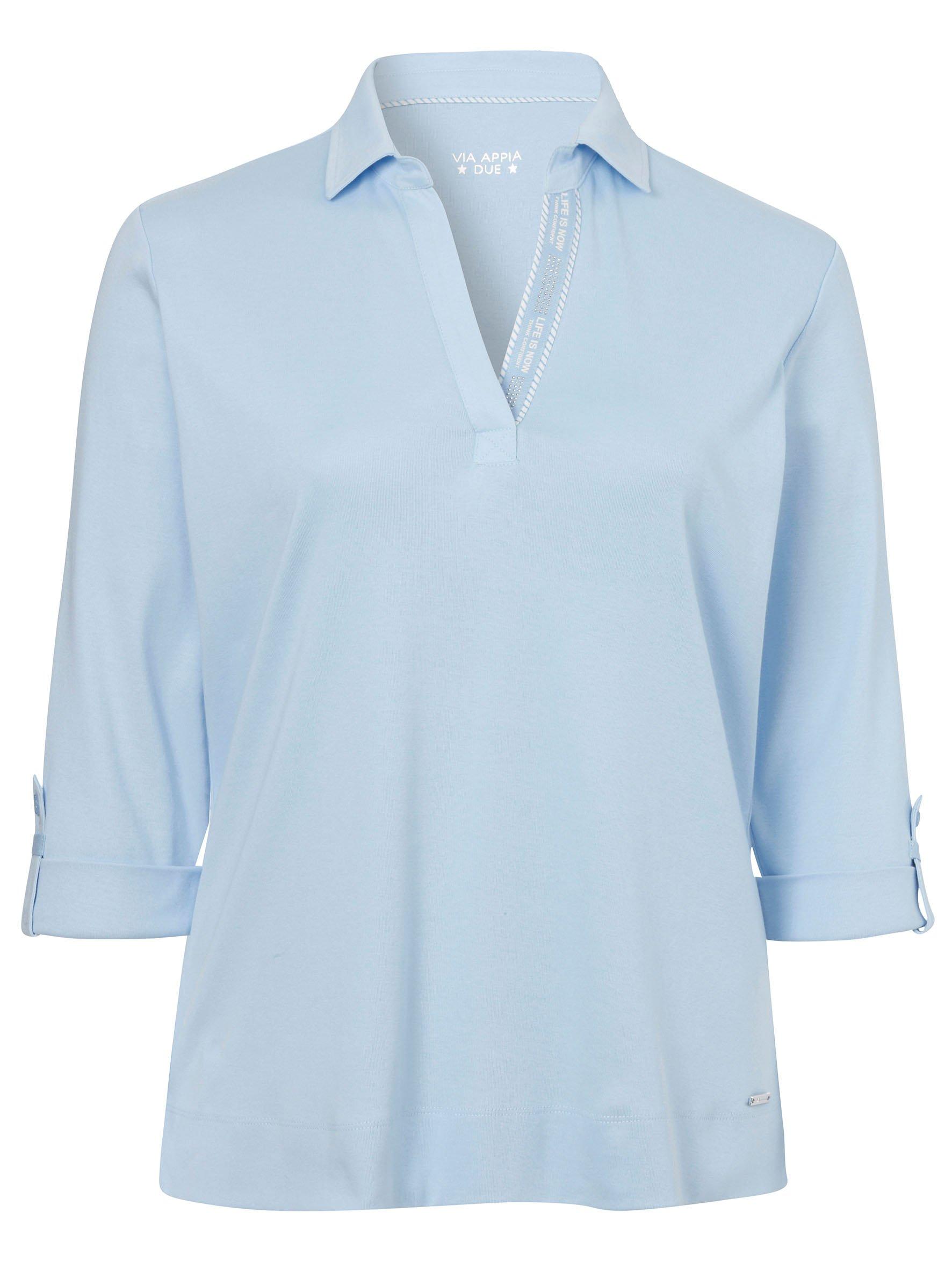 Shirt mit Polokragen und 3/4-Ärmel