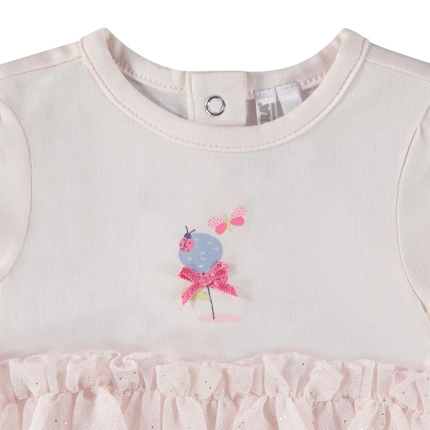 Robe de cérémonie effet 2 en 1 avec tulle pour bébé fille - Rose