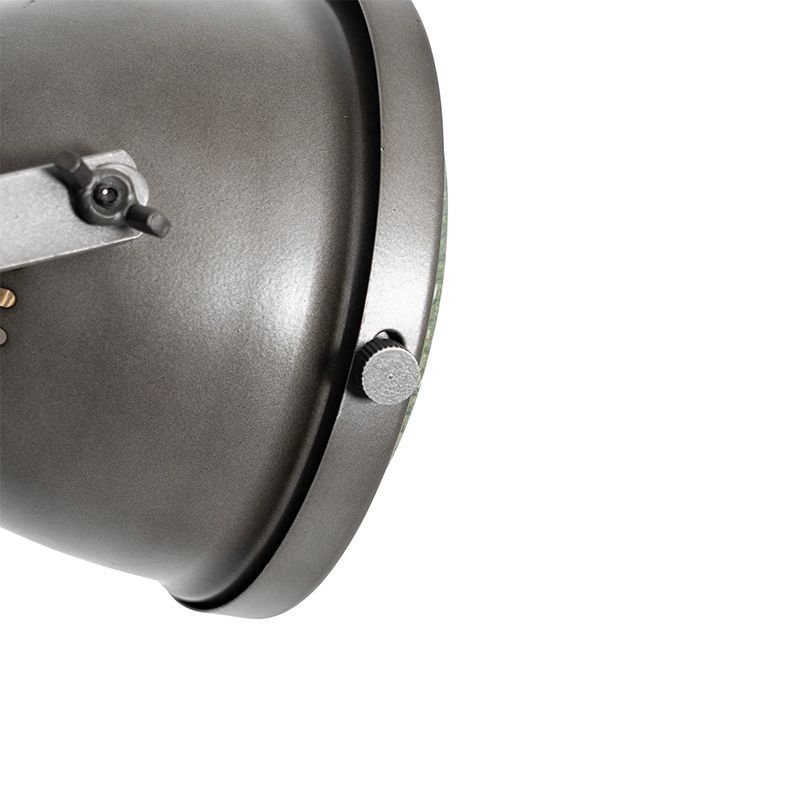 Industriële vloerlamp staal met hout 2-lichts - Emado