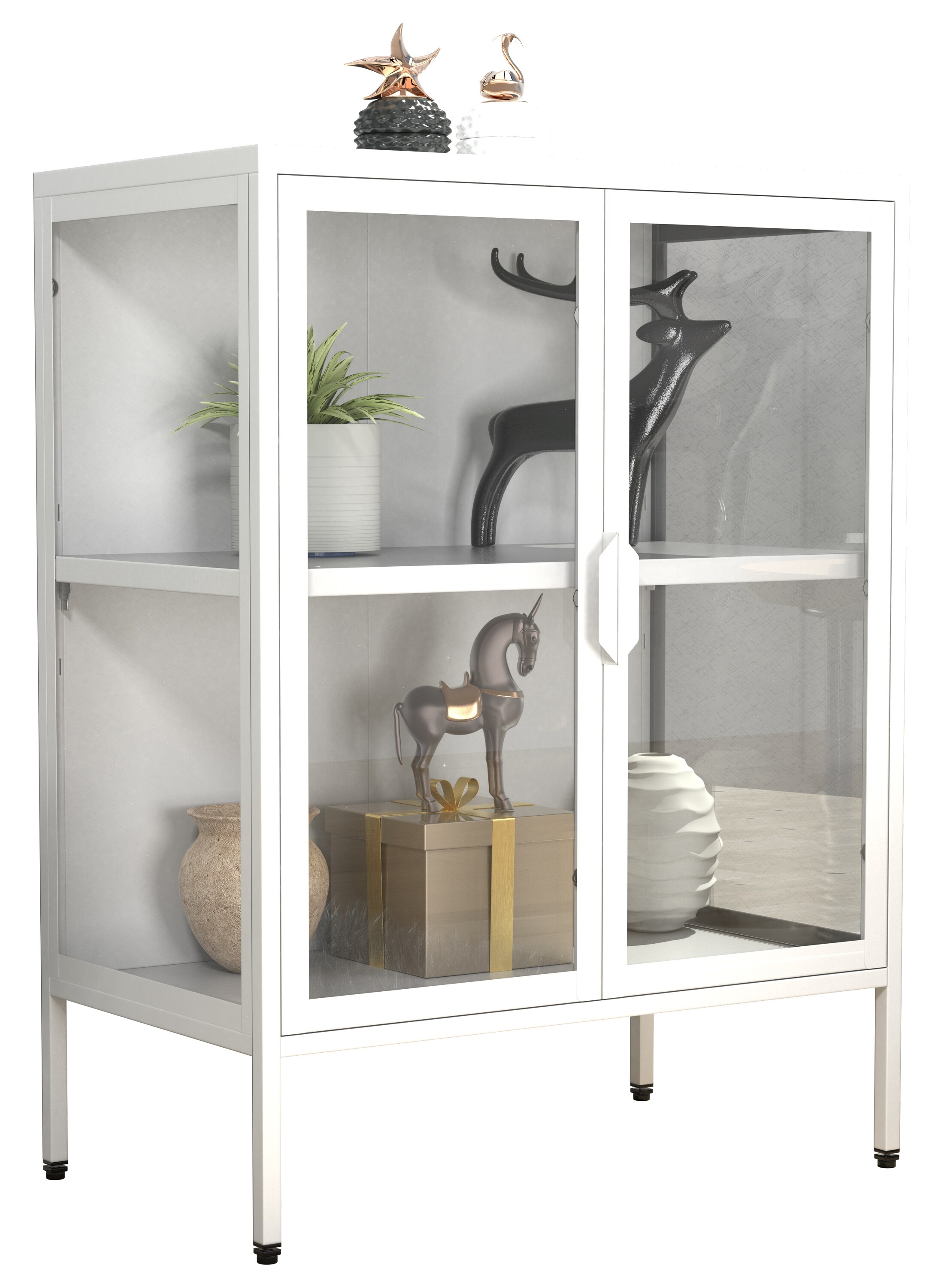 VCM Stahl Glas Vitrine Sammelvitrine Glasvitrine Schaukasten Standvitrine 80x60x35 Floka S