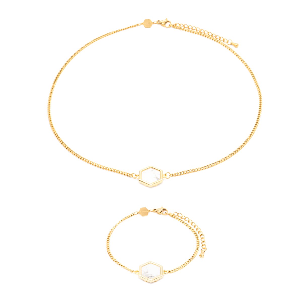 Collier et bracelet Hexalia en pierres Howlite