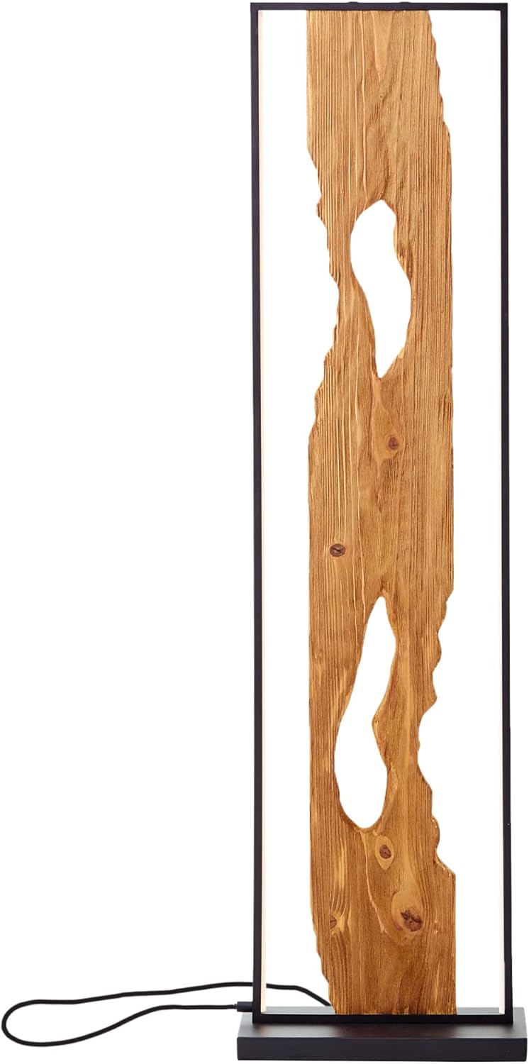Brilliant LED Standleuchte 120cm Stehlampe Holz/Schwarz, Eckleuchte Aluminium/Metall/Holz, Lampe Wohnzimmer Stehlampe Modern Floor Lamp 1x LED integriert, 20W, Holzlampe, Corner Lamp