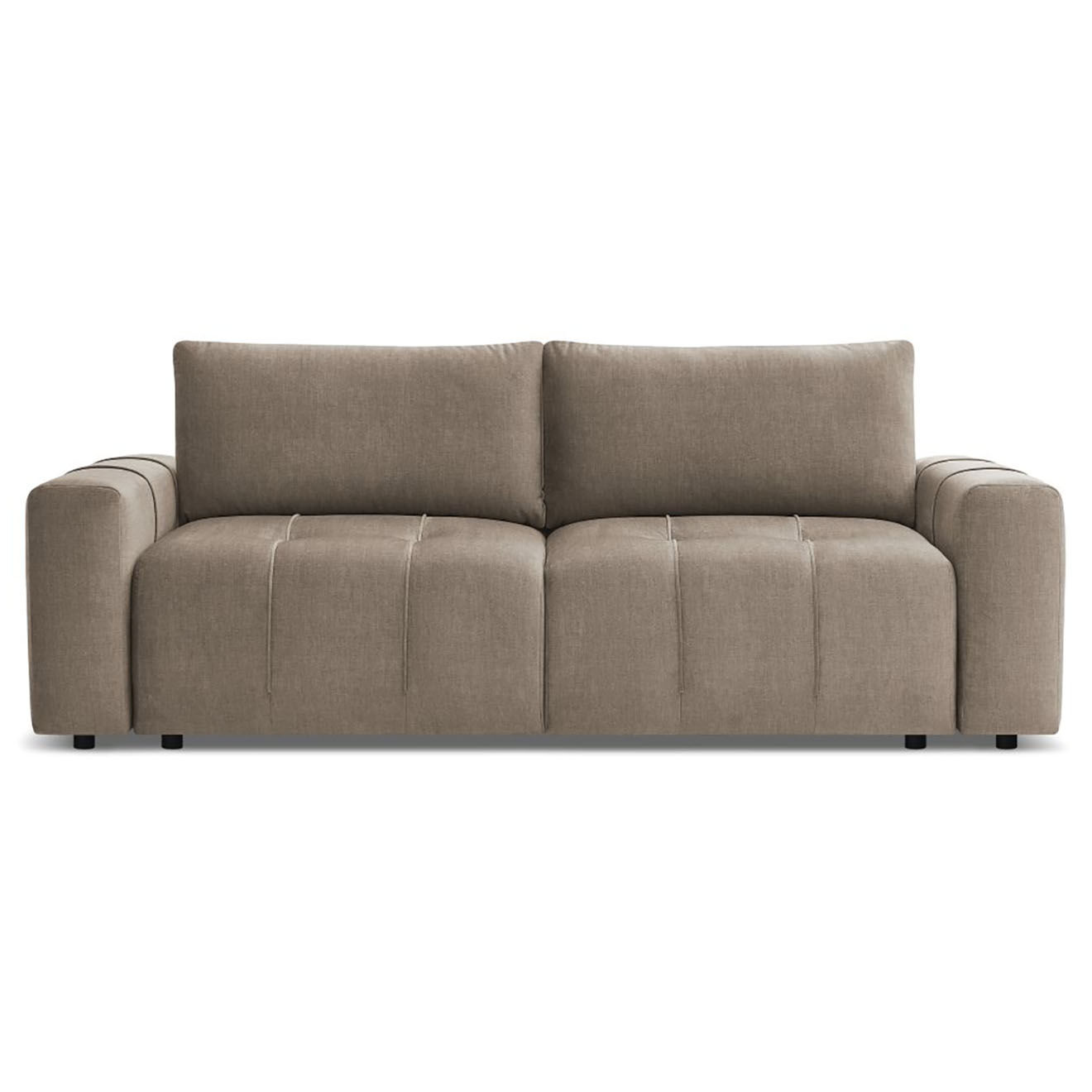 Bobochic Canapé droit convertible en Velours 3 places Arsène avec coffre taupe - 248x105x90 cm