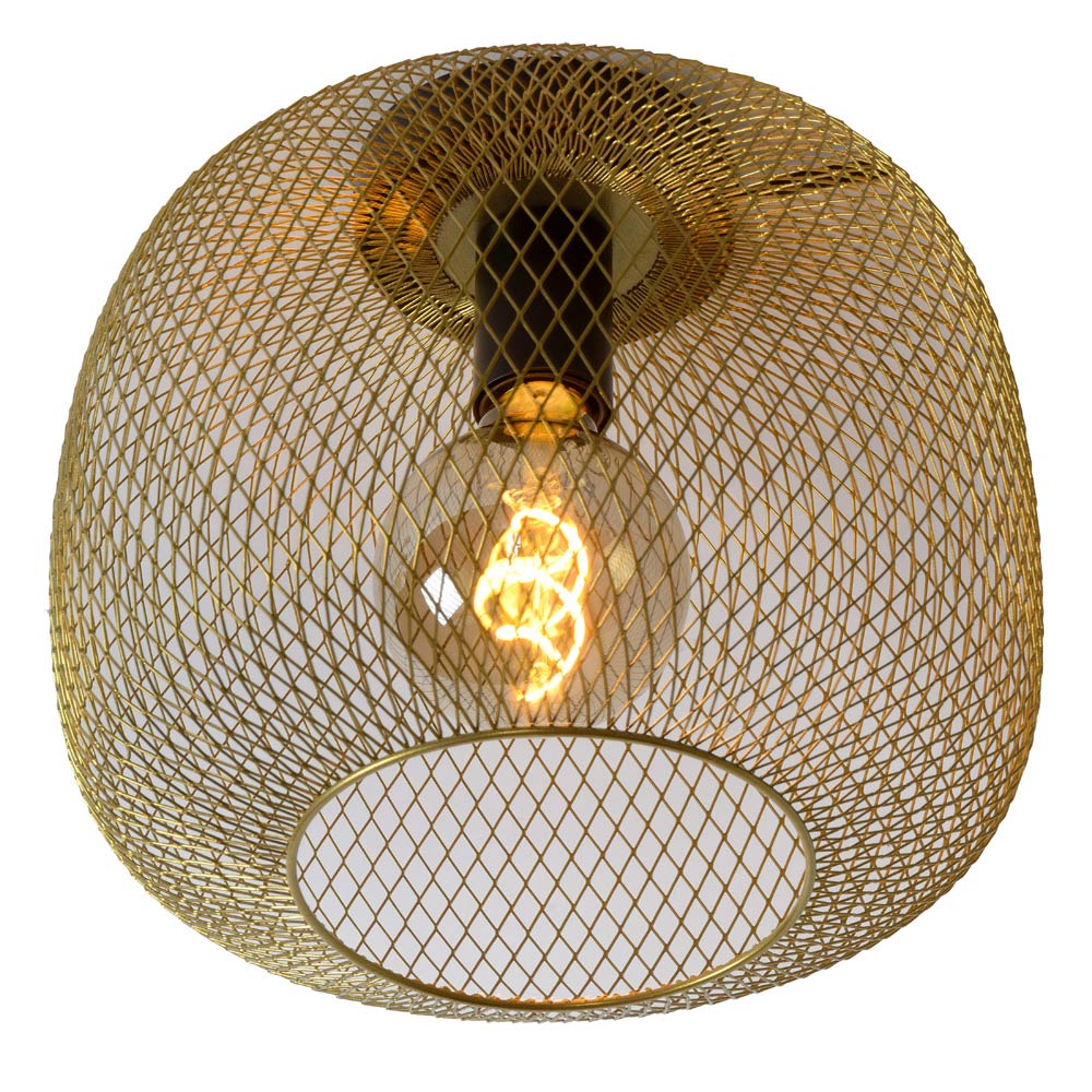 Lucide Mesh plafondlamp 30cm 1x E27 goud mat