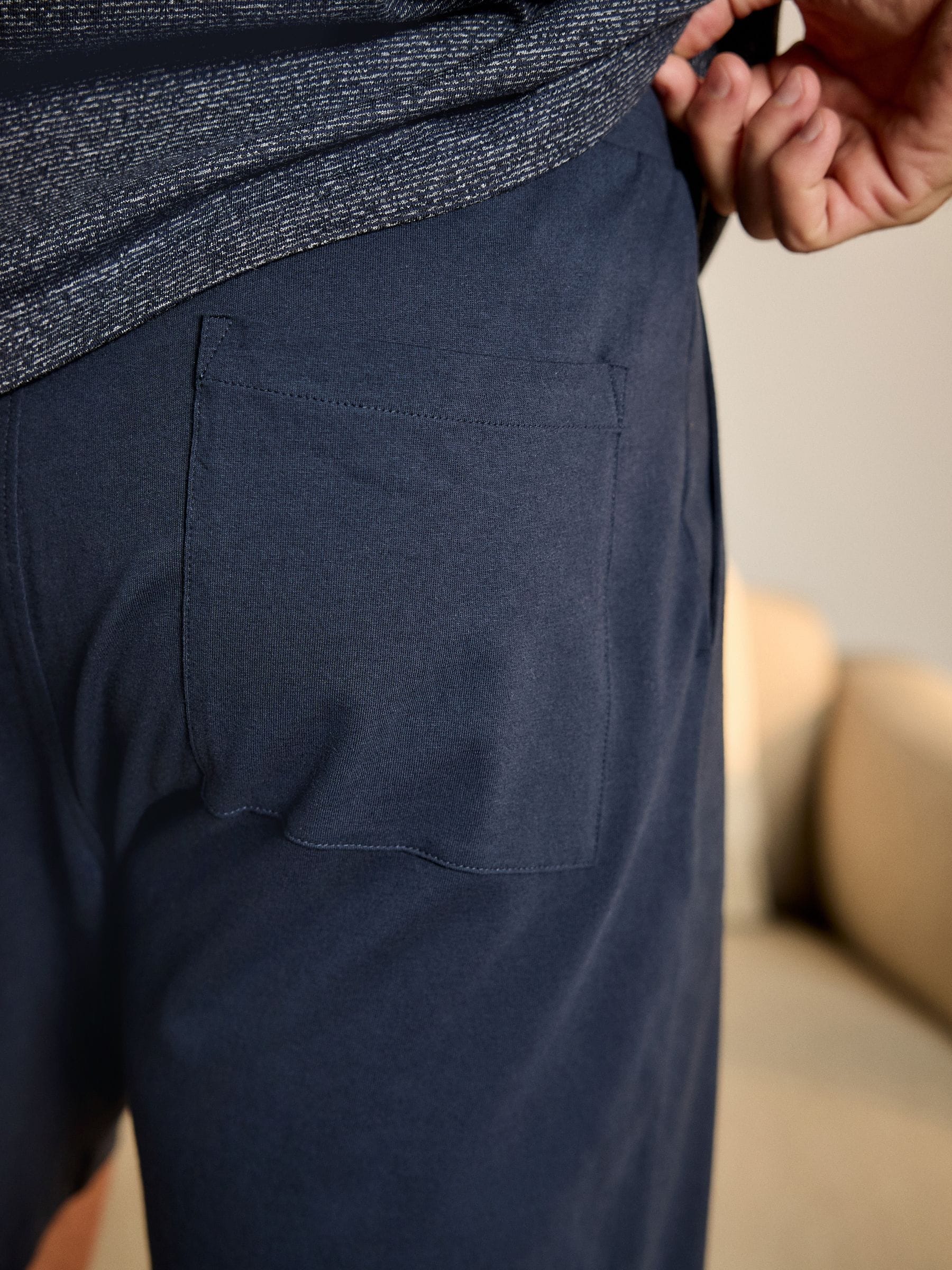 Marineblauwe strepen - Korte jersey pyjamaset