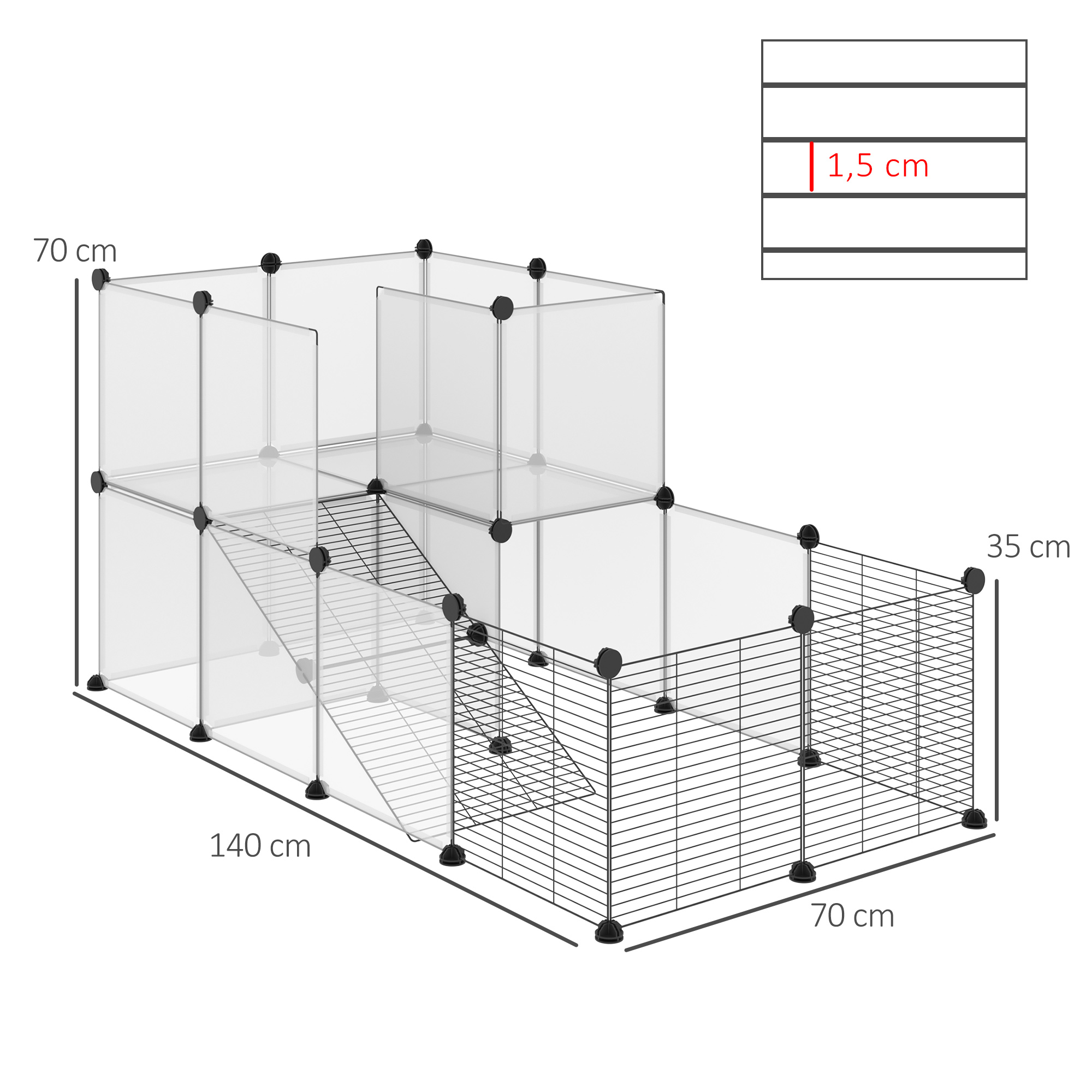 Gaiola transparente para animais de estimação PawHut