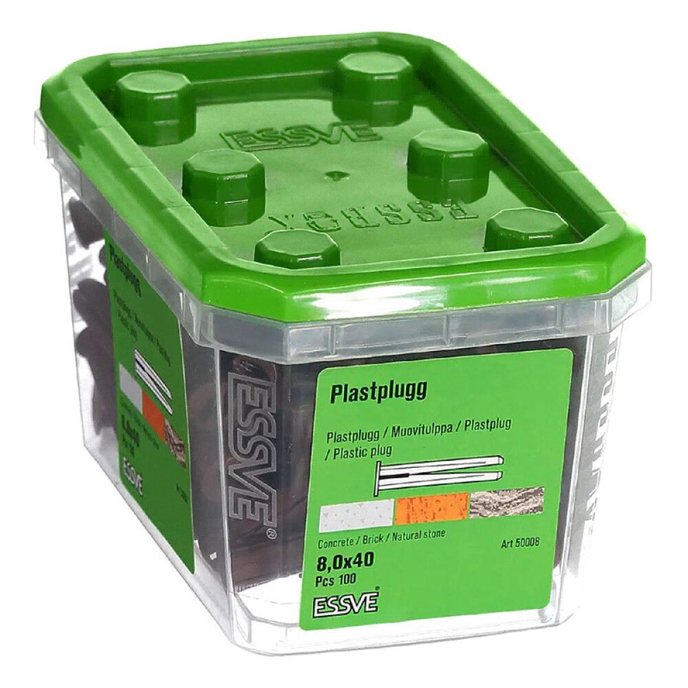 PLASTPLUGG ESSVE 8X40 BRUN 100
